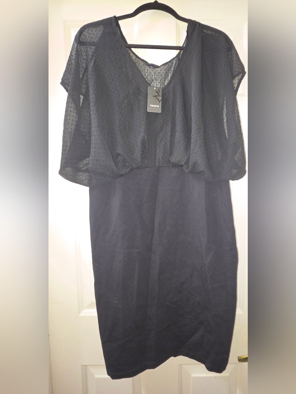 torrid Black Dotted Sheer Overlay Midi Dress